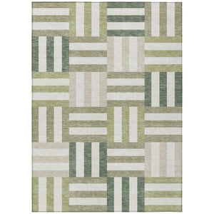 HomeRoots 9' X 12' Stylish Sage Ivory Taupe Geometric Rug – Durable, Washable for Indoor/Outdoor Spaces! 659794