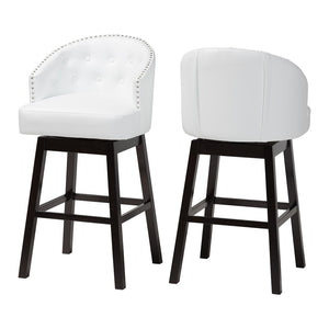 Baxton Studio Baxton Studio Avril Swivel Barstool Set - Modern White Faux Leather & Stylish Nailhead Trim BBT5210A1-BS-White