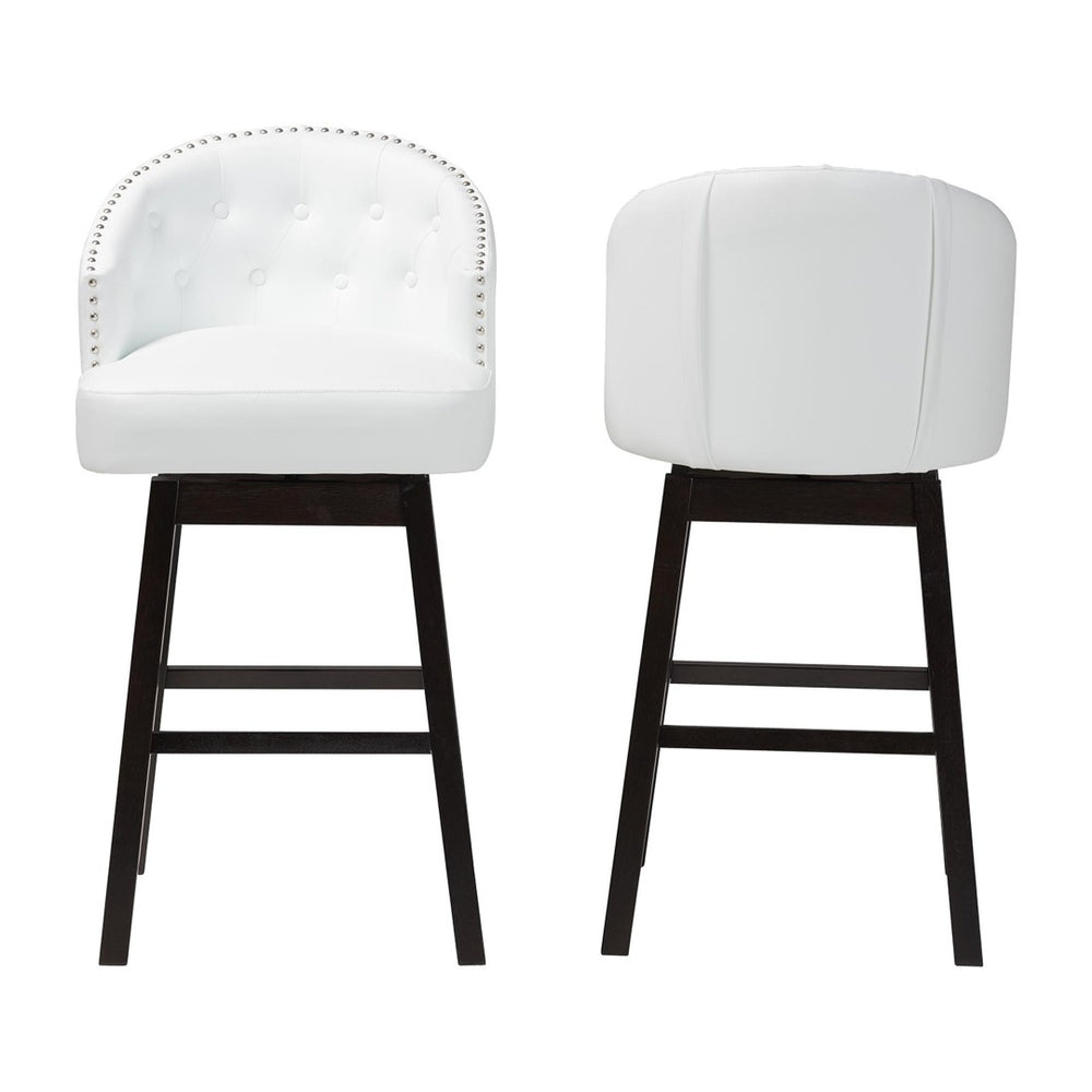 Baxton Studio Baxton Studio Avril Swivel Barstool Set - Modern White Faux Leather & Stylish Nailhead Trim BBT5210A1-BS-White