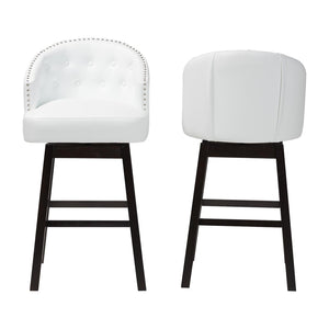 Baxton Studio Baxton Studio Avril Swivel Barstool Set - Modern White Faux Leather & Stylish Nailhead Trim BBT5210A1-BS-White