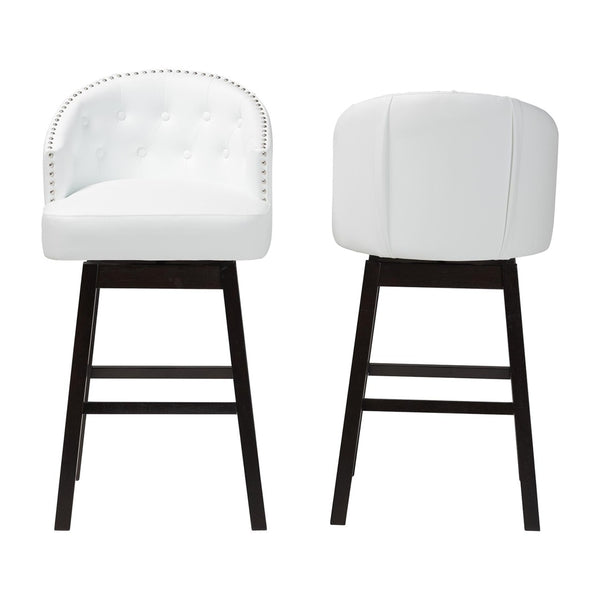 Baxton Studio Baxton Studio Avril Swivel Barstool Set - Modern White Faux Leather & Stylish Nailhead Trim BBT5210A1-BS-White