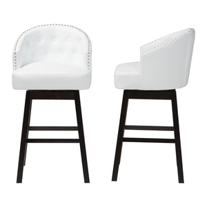 Baxton Studio Baxton Studio Avril Swivel Barstool Set - Modern White Faux Leather & Stylish Nailhead Trim BBT5210A1-BS-White