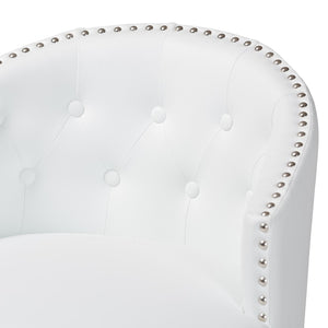 Baxton Studio Baxton Studio Avril Swivel Barstool Set - Modern White Faux Leather & Stylish Nailhead Trim BBT5210A1-BS-White
