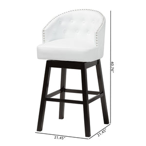 Baxton Studio Baxton Studio Avril Swivel Barstool Set - Modern White Faux Leather & Stylish Nailhead Trim BBT5210A1-BS-White