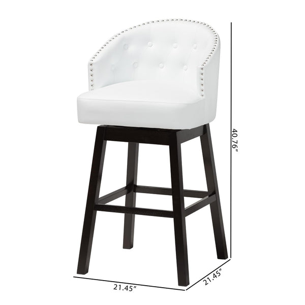 Baxton Studio Baxton Studio Avril Swivel Barstool Set - Modern White Faux Leather & Stylish Nailhead Trim BBT5210A1-BS-White