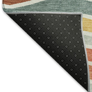 HomeRoots 8' X 10' Coral Gold Peach Striped Washable Area Rug - Stylish, Durable, Perfect for Indoor & Outdoor Use 659811