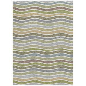 HomeRoots 8' X 10' Washable Fern Green and Ivory Striped Area Rug - Durable, Stain-Resistant for Indoor/Outdoor Use 659817