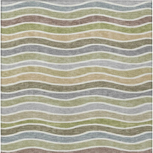 HomeRoots 8' X 10' Washable Fern Green and Ivory Striped Area Rug - Durable, Stain-Resistant for Indoor/Outdoor Use 659817