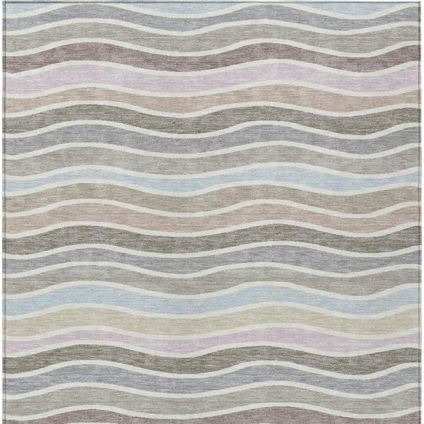 HomeRoots 5' Tan Beige and Ivory Striped Area Rug - Durable, Washable, Versatile for Indoor and Outdoor Use 659827