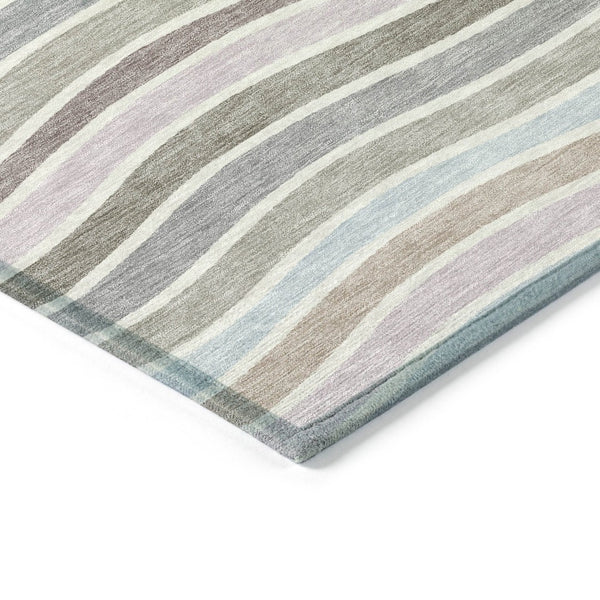 HomeRoots 8' X 10' Tan Beige & Ivory Striped Area Rug - Washable, Durable Design for Indoor & Outdoor Spaces 659829