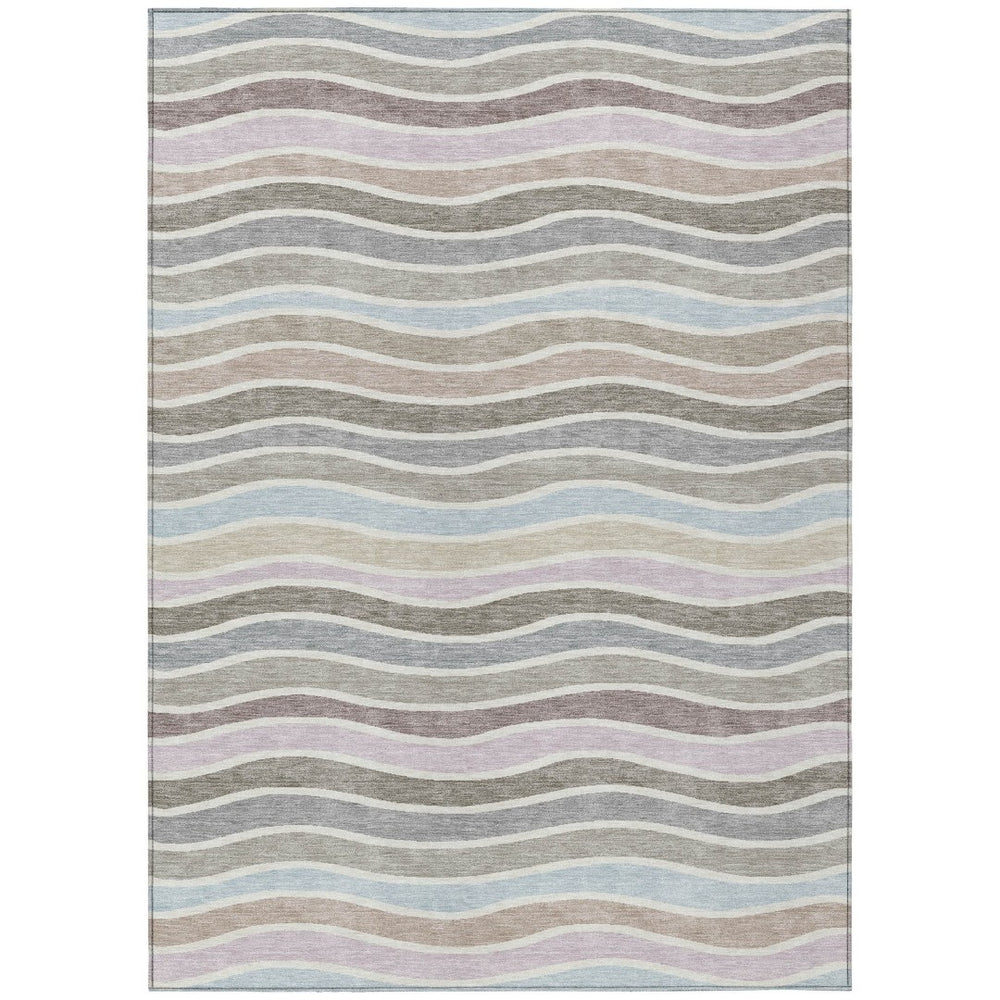 HomeRoots 9' Tan Beige and Ivory Striped Washable Area Rug - Indoor/Outdoor Durable, Stain-Resistant Design 659830