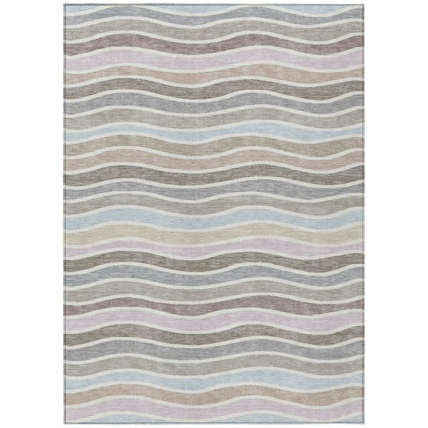 HomeRoots 9' Tan Beige and Ivory Striped Washable Area Rug - Indoor/Outdoor Durable, Stain-Resistant Design 659830