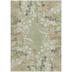 HomeRoots 5' X 8' Artichoke Green Floral Area Rug - Durable, Washable, Indoor/Outdoor - Stylish & Versatile 659845