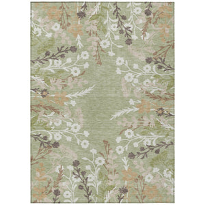 HomeRoots 5' X 8' Artichoke Green Floral Area Rug - Durable, Washable, Indoor/Outdoor - Stylish & Versatile 659845