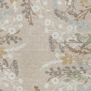 HomeRoots 8' X 10' Floral Area Rug - Durable, Machine Washable, Indoor/Outdoor Use in Beige, Ivory & Blue 659853