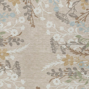 HomeRoots 9' X 12' Stylish Beige Ivory & Blue Floral Washable Area Rug - Perfect for Indoor & Outdoor Use! 659854