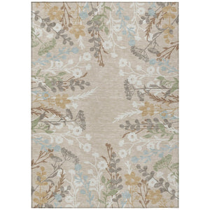 HomeRoots 10' Beige, Ivory & Blue Floral Washable Area Rug – Durable Indoor/Outdoor Design for High Traffic Use 659855