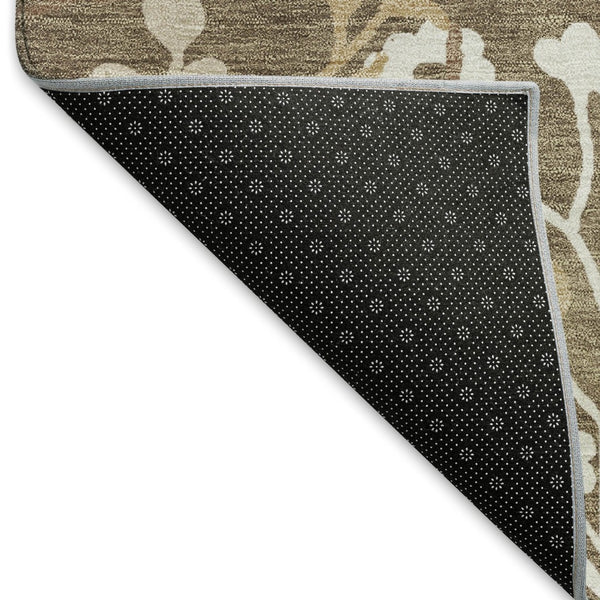 HomeRoots 10' X 14' Washable Floral Area Rug in Chocolate, Ivory & Blue – Stylish for Indoor & Outdoor Spaces 659861