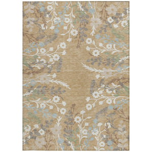 HomeRoots 5' X 8' Elegant Gold Gray Ivory Floral Area Rug – Washable, Durable, Indoor/Outdoor Perfect for Any Space! 659869
