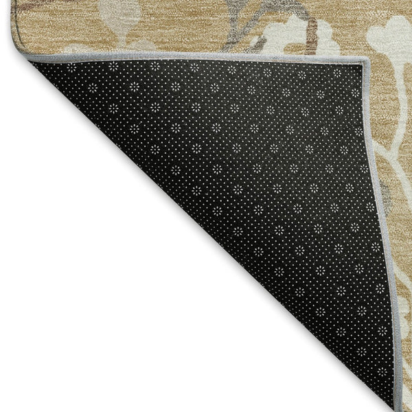 HomeRoots 5' X 8' Elegant Gold Gray Ivory Floral Area Rug – Washable, Durable, Indoor/Outdoor Perfect for Any Space! 659869