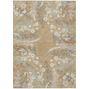 HomeRoots 9' Gold Gray Ivory Floral Washable Area Rug – Durable, Elegant, Indoor/Outdoor Design for Any Space 659872