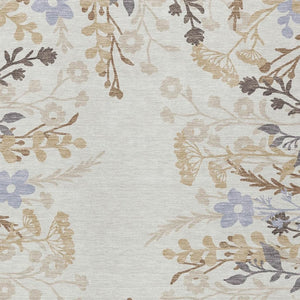 HomeRoots 5' X 8' Floral Ivory Khaki Gray Washable Rug – Durable Indoor Outdoor Area Rug for High Traffic Spaces 659881