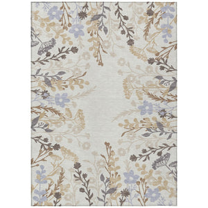 HomeRoots 10' X 14' Stunning Ivory Khaki Gray Floral Washable Area Rug for Indoor & Outdoor Spaces 659885