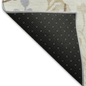 HomeRoots 10' X 14' Stunning Ivory Khaki Gray Floral Washable Area Rug for Indoor & Outdoor Spaces 659885