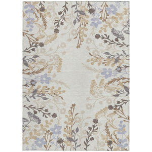 HomeRoots 10' X 14' Stunning Ivory Khaki Gray Floral Washable Area Rug for Indoor & Outdoor Spaces 659885