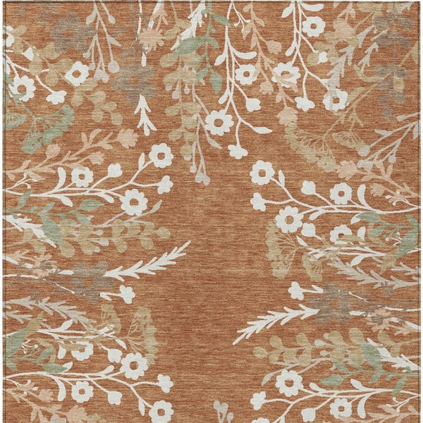 HomeRoots 8' X 10' Chili Red Floral Area Rug - Indoor/Outdoor, Washable, Stain-Resistant, Durable Design! 659889