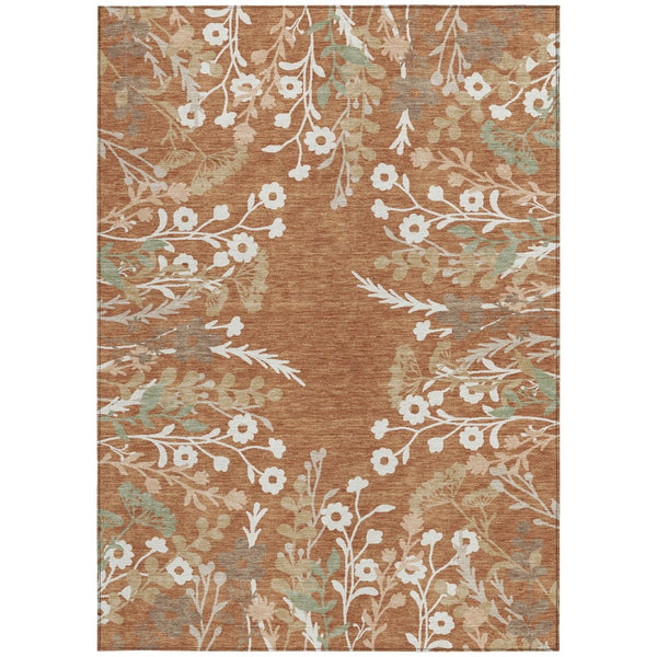 HomeRoots 10' X 14' Chili Red Floral Area Rug - Stylish, Durable & Washable for Indoor & Outdoor Spaces! 659891