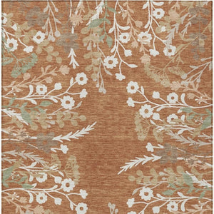 HomeRoots 10' X 14' Chili Red Floral Area Rug - Stylish, Durable & Washable for Indoor & Outdoor Spaces! 659891