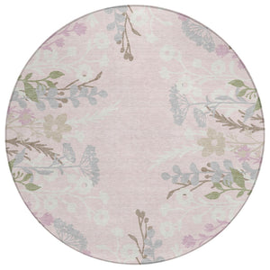 HomeRoots 8' Pink Floral Indoor Outdoor Area Rug – Durable, Washable, and Stylish for Patios and Entryways 659894