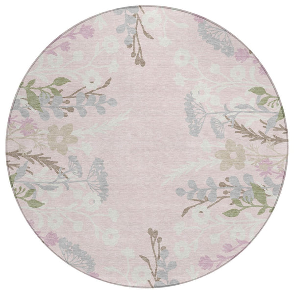 HomeRoots 8' Pink Floral Indoor Outdoor Area Rug – Durable, Washable, and Stylish for Patios and Entryways 659894