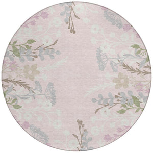 HomeRoots 8' Pink Floral Indoor Outdoor Area Rug – Durable, Washable, and Stylish for Patios and Entryways 659894
