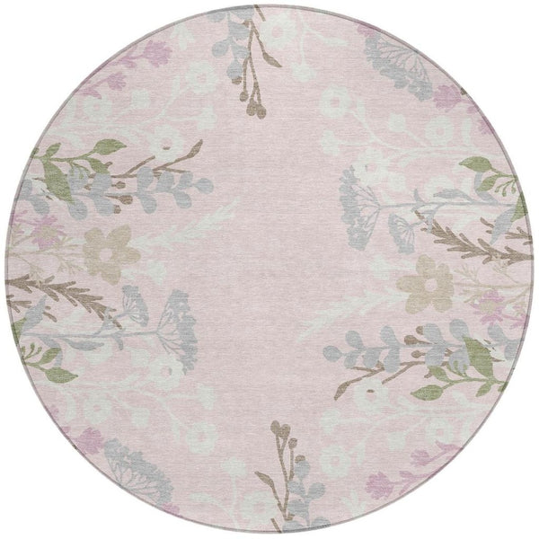HomeRoots 8' Pink Floral Indoor Outdoor Area Rug – Durable, Washable, and Stylish for Patios and Entryways 659894