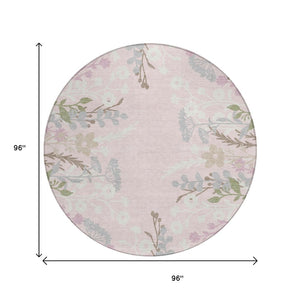 HomeRoots 8' Pink Floral Indoor Outdoor Area Rug – Durable, Washable, and Stylish for Patios and Entryways 659894