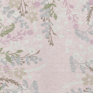 HomeRoots 9' X 12' Floral Washable Area Rug in Pink, Ivory & Gray – Perfect for Indoor & Outdoor Spaces! 659896