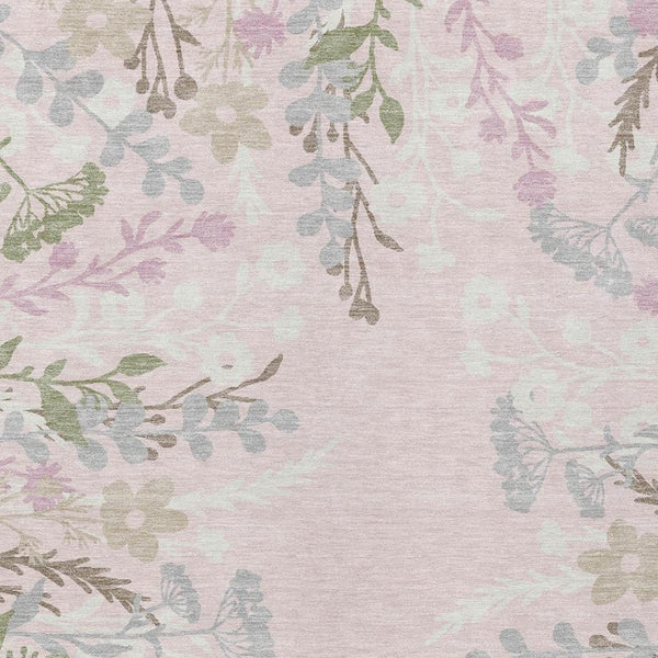 HomeRoots 9' X 12' Floral Washable Area Rug in Pink, Ivory & Gray – Perfect for Indoor & Outdoor Spaces! 659896