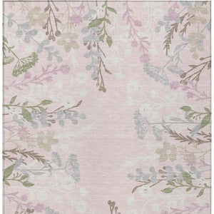 HomeRoots 10' Elegant Floral Washable Area Rug in Pink, Ivory & Gray - Indoor/Outdoor Durable Design for All Spaces 659897