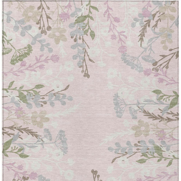 HomeRoots 10' Elegant Floral Washable Area Rug in Pink, Ivory & Gray - Indoor/Outdoor Durable Design for All Spaces 659897