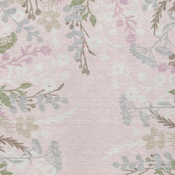HomeRoots 10' Elegant Floral Washable Area Rug in Pink, Ivory & Gray - Indoor/Outdoor Durable Design for All Spaces 659897