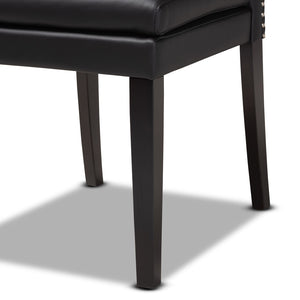 Baxton Studio Baxton Dylin 7-Piece Dining Set: Modern Black Faux Leather Chairs & Elegant Dark Brown Table Design BBT5158-Black/Dark Brown-7PC Dining Set