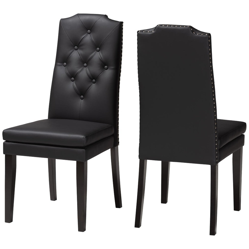 Baxton Studio Baxton Studio Dylin Modern Dining Chair Set - Elegant Faux Leather with Nailhead Trim for Comfort Black BBT5158-Black