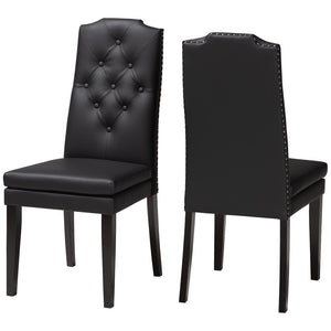 Baxton Studio Baxton Studio Dylin Modern Dining Chair Set - Elegant Faux Leather with Nailhead Trim for Comfort Black BBT5158-Black