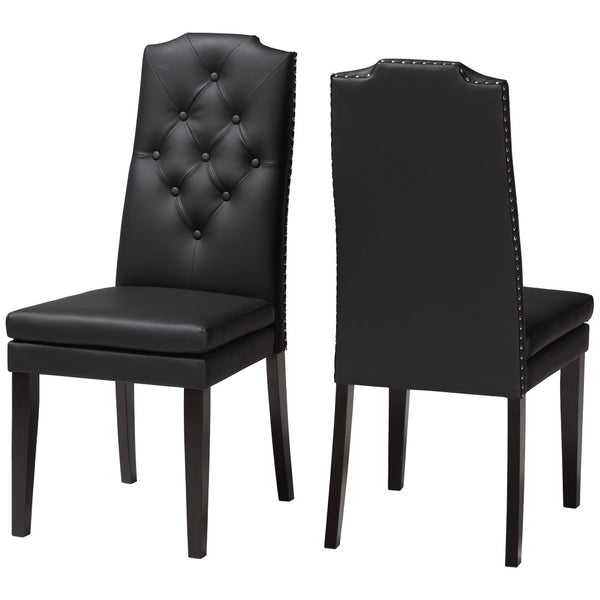 Baxton Studio Baxton Studio Dylin Modern Dining Chair Set - Elegant Faux Leather with Nailhead Trim for Comfort Black BBT5158-Black