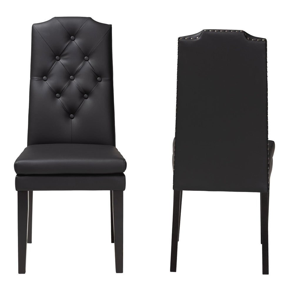 Baxton Studio Baxton Studio Dylin Modern Dining Chair Set - Elegant Faux Leather with Nailhead Trim for Comfort Black BBT5158-Black