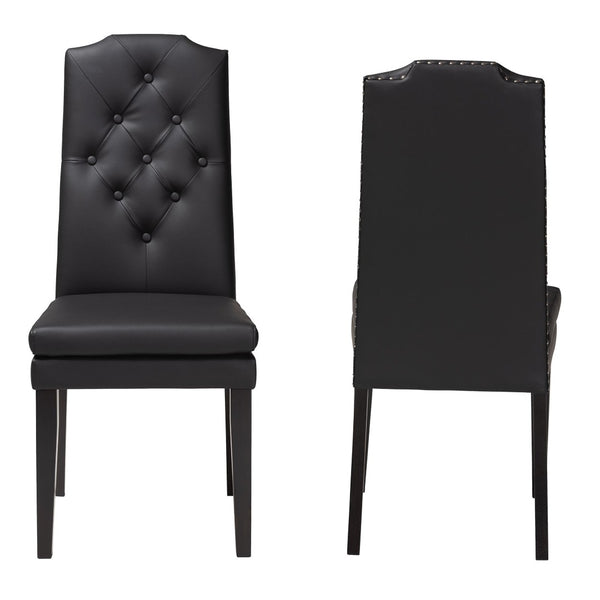 Baxton Studio Baxton Studio Dylin Modern Dining Chair Set - Elegant Faux Leather with Nailhead Trim for Comfort Black BBT5158-Black