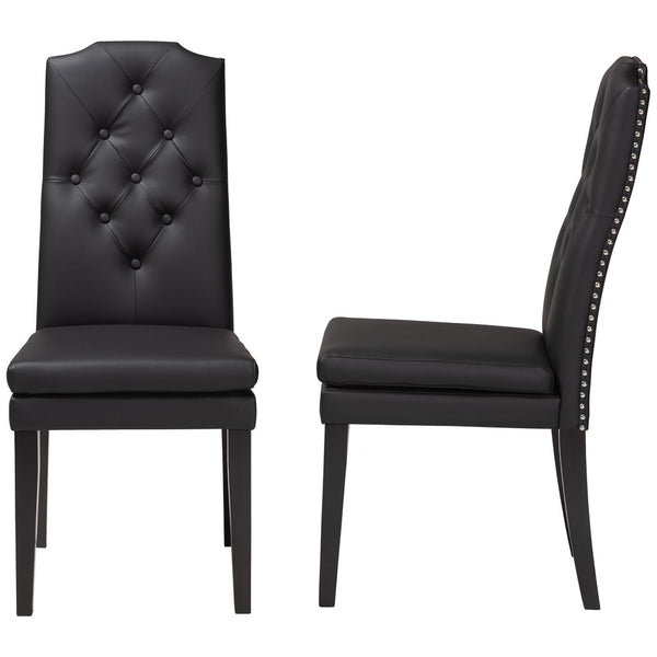 Baxton Studio Baxton Studio Dylin Modern Dining Chair Set - Elegant Faux Leather with Nailhead Trim for Comfort Black BBT5158-Black