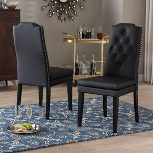 Baxton Studio Baxton Studio Dylin Modern Dining Chair Set - Elegant Faux Leather with Nailhead Trim for Comfort Black BBT5158-Black